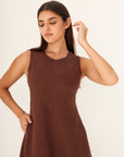 Khushboo & Pankaj Brown Linen A-Line Maxi Dress