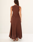 Khushboo & Pankaj Brown Linen A-Line Maxi Dress