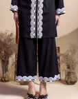 Khushboo & Pankaj Black Scallop Embroidered Kurta Set
