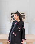Khushboo & Pankaj Noir Hummingbird Embroidered Kurta Set