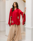 Khushboo & Pankaj Crimson Silk Statement Kurta Set