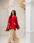 Khushboo & Pankaj Crimson Silk Statement Kurta Set