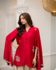 Khushboo & Pankaj Crimson Silk Statement Kurta Set
