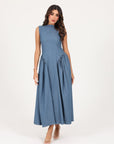Khushboo & Pankaj Blue Structured Denim Midi Dress