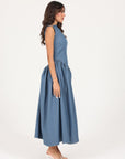 Khushboo & Pankaj Blue Structured Denim Midi Dress