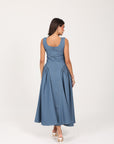 Khushboo & Pankaj Blue Structured Denim Midi Dress