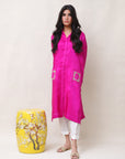 Khushboo & Pankaj Fuchsia Embroidered Kurta Set