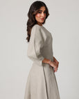 Khushboo & Pankaj Grey Linen A-Line Midi Dress