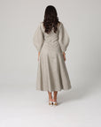 Khushboo & Pankaj Grey Linen A-Line Midi Dress