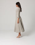 Khushboo & Pankaj Grey Linen A-Line Midi Dress