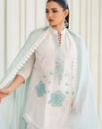 Khushboo & Pankaj Ivory Aqua Embroidered Suit Set with Tulip Pants