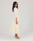 Khushboo & Pankaj Ivory Linen A-Line Midi Dress