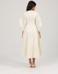 Khushboo & Pankaj Ivory Linen A-Line Midi Dress