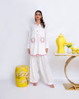 Khushboo & Pankaj Ivory Pocket Embroidered Kurta Set