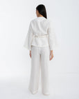 Khushboo & Pankaj Ivory Whisper Linen Wrap Co-Ord Set
