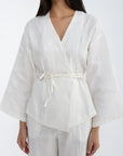Khushboo & Pankaj Ivory Whisper Linen Wrap Co-Ord Set