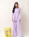 Khushboo & Pankaj Lilac Linen Embroidered Co-ord Set