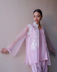 Khushboo & Pankaj Lilac Organza Embroidered Kurta Set
