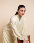 Khushboo & Pankaj Lemon Yellow Scallop Detail Kurta Set