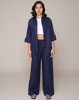 Khushboo & Pankaj Midnight Navy Linen Relaxed Co-Ord Set