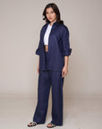 Khushboo & Pankaj Midnight Navy Linen Relaxed Co-Ord Set
