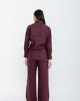 Khushboo & Pankaj Mulberry Wine Linen Relaxed Co-Ord Set