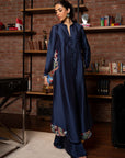 Khushboo & Pankaj Midnight Navy Embroidered Pleated Kurta Set