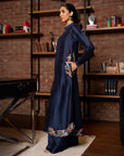 Khushboo & Pankaj Midnight Navy Embroidered Pleated Kurta Set