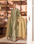 Khushboo & Pankaj Olive Sheen Pintuck Kurta Set with Dupatta