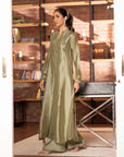 Khushboo & Pankaj Olive Sheen Pintuck Kurta Set with Dupatta