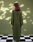 Khushboo & Pankaj Olive Moss Button Kurta Set