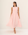 Khushboo & Pankaj Peach Linen Fit & Flare Midi Dress