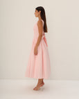 Khushboo & Pankaj Peach Linen Fit & Flare Midi Dress