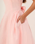 Khushboo & Pankaj Peach Linen Fit & Flare Midi Dress