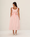 Khushboo & Pankaj Peach Linen Fit & Flare Midi Dress