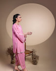 Khushboo & Pankaj Blush Pink Lace Detail Kurta Set