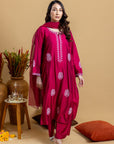 Khushboo & Pankaj Ruby Red Embroidered Kurta Set with Dupatta