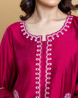 Khushboo & Pankaj Ruby Red Embroidered Kurta Set with Dupatta