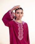 Khushboo & Pankaj Deep Pink Embroidered Kurta Set