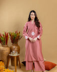 Khushboo & Pankaj Rose Sand Embroidered Kurta Palazzo Set