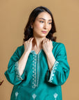Khushboo & Pankaj Teal Scallop Embroidered Kurta Set