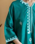 Khushboo & Pankaj Teal Scallop Embroidered Kurta Set