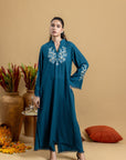 Khushboo & Pankaj Teal Embroidered Kurta Set