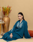 Khushboo & Pankaj Teal Embroidered Kurta Set