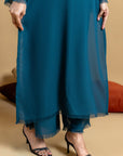 Khushboo & Pankaj Teal Embroidered Kurta Set