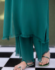 Khushboo & Pankaj Teal Tide Kurta Set