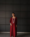 Khushboo & Pankaj Wine Red Statement Kurta Set