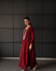 Khushboo & Pankaj Wine Red Statement Kurta Set