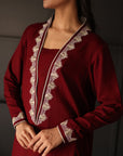 Khushboo & Pankaj Wine Red Statement Kurta Set