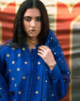 Khushboo & Pankaj Midnight Blue Gota Work Kurta Set
